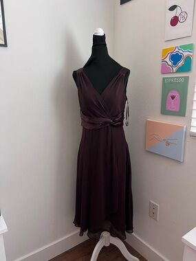 Chocolate Brown Chiffon Wrap Dress (8)
